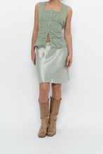 Load image into Gallery viewer, BABATON x Pale Green Satin Midi Skirt (XS, S)