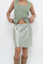 Load image into Gallery viewer, BABATON x Pale Green Satin Midi Skirt (XS, S)