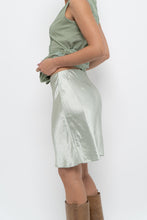 Load image into Gallery viewer, BABATON x Pale Green Satin Midi Skirt (XS, S)