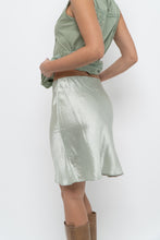 Load image into Gallery viewer, BABATON x Pale Green Satin Midi Skirt (XS, S)