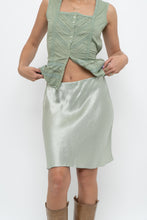 Load image into Gallery viewer, BABATON x Pale Green Satin Midi Skirt (XS, S)