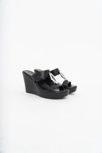 Load image into Gallery viewer, Vintage x BCBG Generation Black, Silver Wedges (7-8)