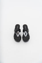 Load image into Gallery viewer, Vintage x BCBG Generation Black, Silver Wedges (7-8)