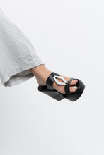 Load image into Gallery viewer, Vintage x BCBG Generation Black, Silver Wedges (7-8)