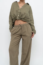 Load image into Gallery viewer, THE GROUP BY BABATON x Olive Green Linen Lounge Pant (XS, S)
