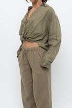 Load image into Gallery viewer, LITTLE MOON x Olive Green Linen Crop Blouse (S, M)