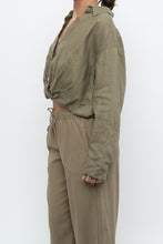 Load image into Gallery viewer, LITTLE MOON x Olive Green Linen Crop Blouse (S, M)