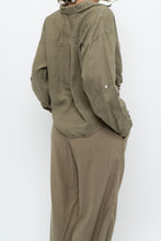 Load image into Gallery viewer, LITTLE MOON x Olive Green Linen Crop Blouse (S, M)
