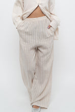 Load image into Gallery viewer, GIUSY ITALY x Beige, White Striped Linen High-Rise Pant (S)