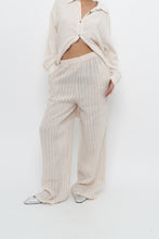Load image into Gallery viewer, GIUSY ITALY x Beige, White Striped Linen High-Rise Pant (S)