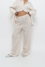 Load image into Gallery viewer, GIUSY ITALY x Beige, White Striped Linen High-Rise Pant (S)