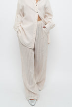 Load image into Gallery viewer, GIUSY ITALY x Beige, White Striped Linen High-Rise Pant (S)