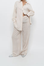 Load image into Gallery viewer, GIUSY ITALY x Beige, White Striped Linen High-Rise Pant (S)
