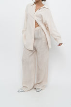 Load image into Gallery viewer, GIUSY ITALY x Beige, White Striped Linen High-Rise Pant (S)