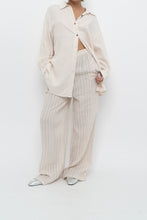 Load image into Gallery viewer, GIUSY ITALY x Beige, White Striped Linen High-Rise Pant (S)