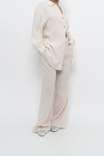 Load image into Gallery viewer, GIUSY ITALY x Beige, White Striped Linen High-Rise Pant (S)