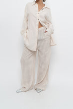 Load image into Gallery viewer, GIUSY ITALY x Beige, White Striped Linen High-Rise Pant (S)