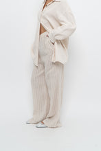 Load image into Gallery viewer, GIUSY ITALY x Beige, White Striped Linen High-Rise Pant (S)