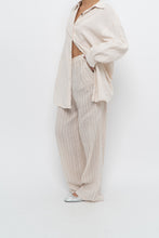 Load image into Gallery viewer, GIUSY ITALY x Beige, White Striped Linen High-Rise Pant (S)
