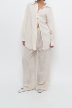 Load image into Gallery viewer, GIUSY ITALY x Beige, White Striped Linen High-Rise Pant (S)