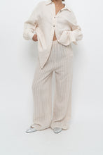 Load image into Gallery viewer, GIUSY ITALY x Beige, White Striped Linen High-Rise Pant (S)