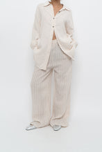 Load image into Gallery viewer, GIUSY ITALY x Beige, White Striped Linen High-Rise Pant (S)