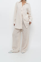 Load image into Gallery viewer, GIUSY ITALY x Beige, White Striped Linen High-Rise Pant (S)