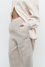 Load image into Gallery viewer, GIUSY ITALY x Beige, White Striped Linen High-Rise Pant (S)