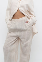 Load image into Gallery viewer, GIUSY ITALY x Beige, White Striped Linen High-Rise Pant (S)
