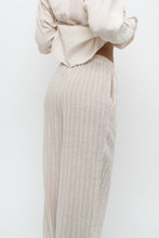 Load image into Gallery viewer, GIUSY ITALY x Beige, White Striped Linen High-Rise Pant (S)
