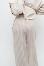 Load image into Gallery viewer, GIUSY ITALY x Beige, White Striped Linen High-Rise Pant (S)
