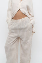 Load image into Gallery viewer, GIUSY ITALY x Beige, White Striped Linen High-Rise Pant (S)