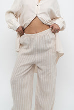 Load image into Gallery viewer, GIUSY ITALY x Beige, White Striped Linen High-Rise Pant (S)