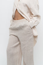 Load image into Gallery viewer, GIUSY ITALY x Beige, White Striped Linen High-Rise Pant (S)