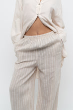 Load image into Gallery viewer, GIUSY ITALY x Beige, White Striped Linen High-Rise Pant (S)