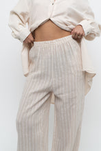Load image into Gallery viewer, GIUSY ITALY x Beige, White Striped Linen High-Rise Pant (S)