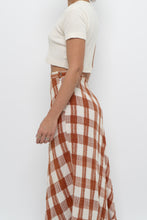 Load image into Gallery viewer, Vintage x Made in India x Orange, Cream Gingham Cotton Maxi Skirt (XXS)
