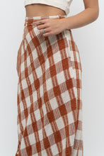 Load image into Gallery viewer, Vintage x Made in India x Orange, Cream Gingham Cotton Maxi Skirt (XXS)