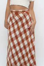 Load image into Gallery viewer, Vintage x Made in India x Orange, Cream Gingham Cotton Maxi Skirt (XXS)