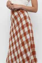 Load image into Gallery viewer, Vintage x Made in India x Orange, Cream Gingham Cotton Maxi Skirt (XXS)