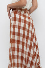 Load image into Gallery viewer, Vintage x Made in India x Orange, Cream Gingham Cotton Maxi Skirt (XXS)