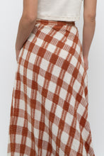 Load image into Gallery viewer, Vintage x Made in India x Orange, Cream Gingham Cotton Maxi Skirt (XXS)