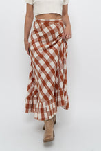 Load image into Gallery viewer, Vintage x Made in India x Orange, Cream Gingham Cotton Maxi Skirt (XXS)