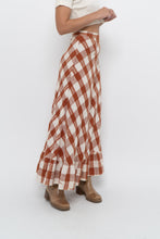 Load image into Gallery viewer, Vintage x Made in India x Orange, Cream Gingham Cotton Maxi Skirt (XXS)