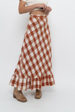 Load image into Gallery viewer, Vintage x Made in India x Orange, Cream Gingham Cotton Maxi Skirt (XXS)