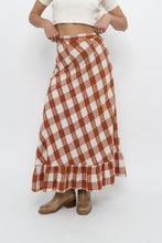Load image into Gallery viewer, Vintage x Made in India x Orange, Cream Gingham Cotton Maxi Skirt (XXS)