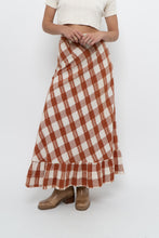 Load image into Gallery viewer, Vintage x Made in India x Orange, Cream Gingham Cotton Maxi Skirt (XXS)
