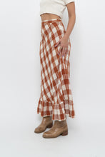 Load image into Gallery viewer, Vintage x Made in India x Orange, Cream Gingham Cotton Maxi Skirt (XXS)