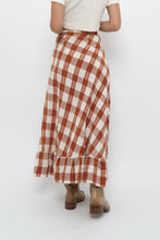 Load image into Gallery viewer, Vintage x Made in India x Orange, Cream Gingham Cotton Maxi Skirt (XXS)