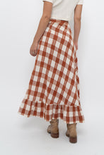 Load image into Gallery viewer, Vintage x Made in India x Orange, Cream Gingham Cotton Maxi Skirt (XXS)